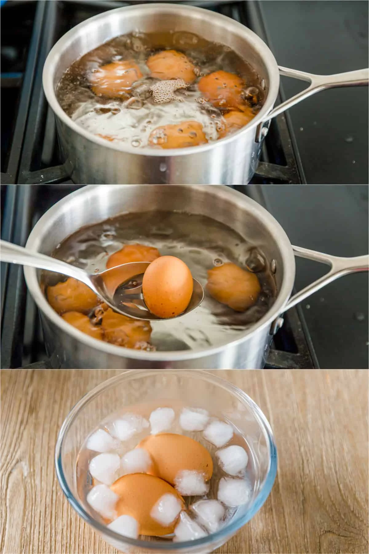 Boiling eggs at home: into boiling water, into ice bath