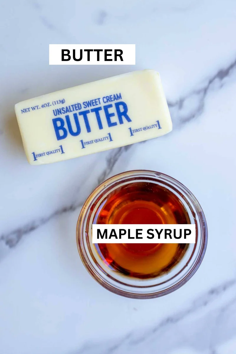 Softened butter and maple syrup ready for mixing