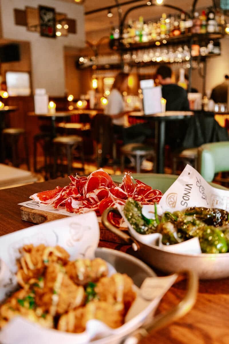 Board of Spanish tapas and cured ham at Peps Amsterdam