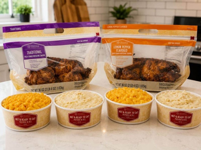Lemon pepper and traditional rotisserie chicken meal bundles with sides